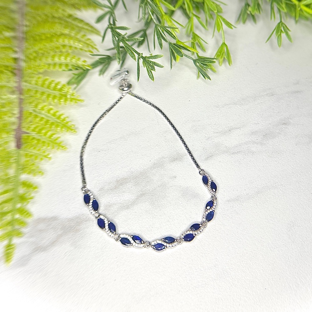 925 sterling silver and Natural Sapphire Bracelet - Picture 6 of 16